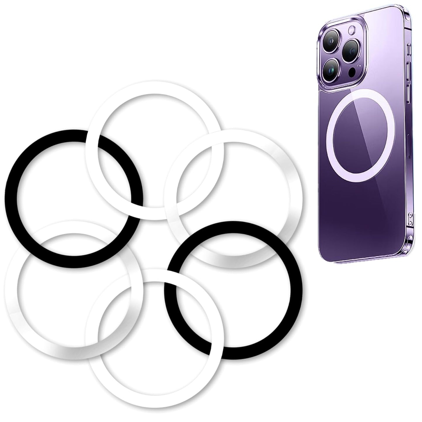 WYNK Magnetic Wireless Charger Universal Metal Rings 6 PCS Compatible for Magsafe Charger, Magsafe Sticker?Compatible with iPhone 13/12