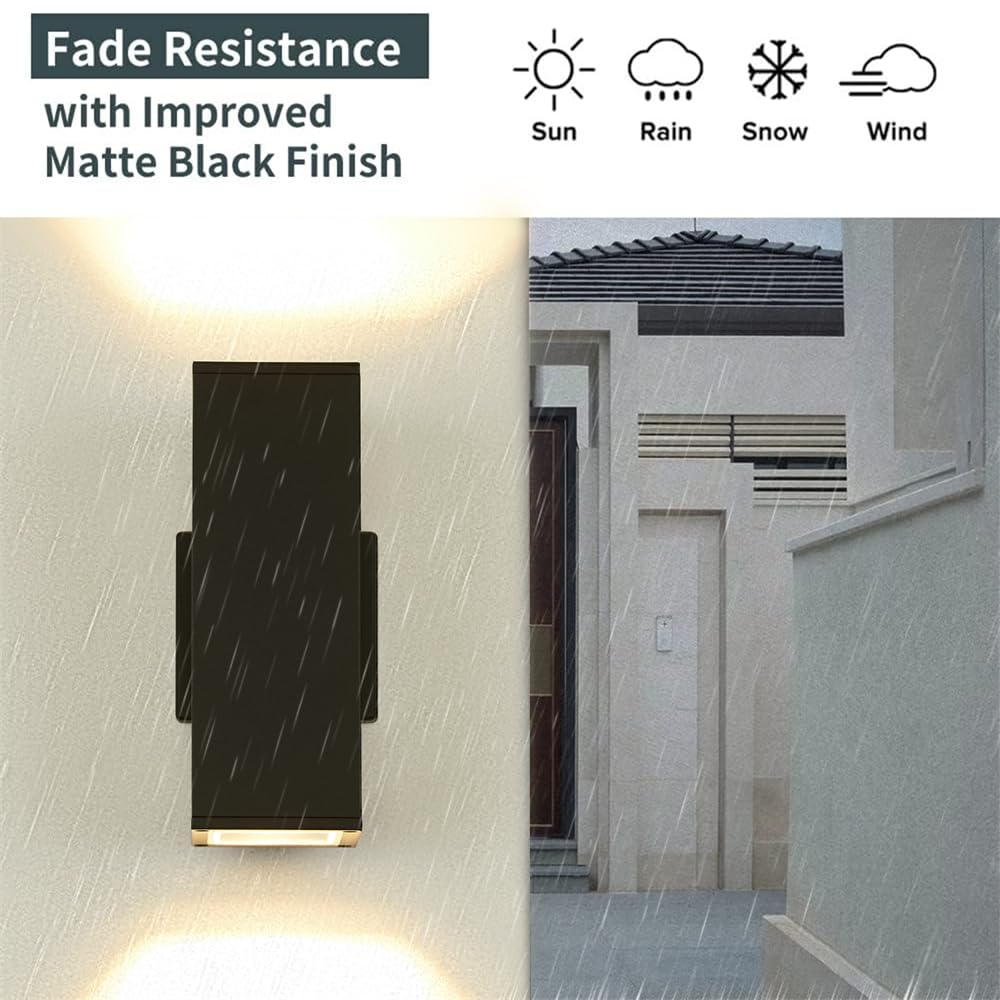 Eliphil Outdoor Wall Lights, Up Down Porch Lights, Modern Exterior Light Fixture, Waterproof Anti-Rust Outdoor Wall Sconce,14w,Matte Black (BD001)