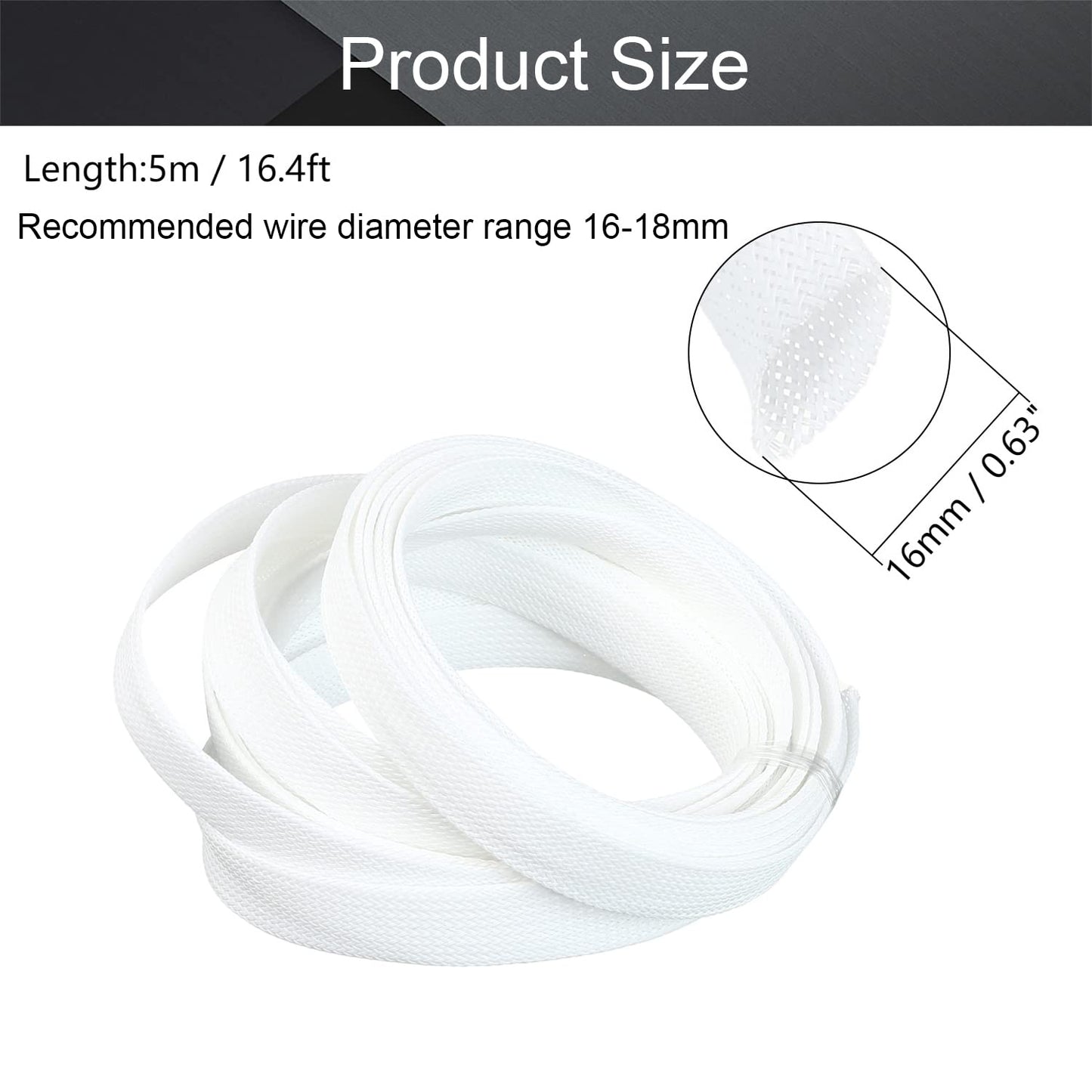Othmro 16.4ft Length PET Flexible Expandable Braided Cable Sleeves 0.62inch Width Wire Loom Sleeving and Organizers Flexible Wire Mesh Sleeves for TV