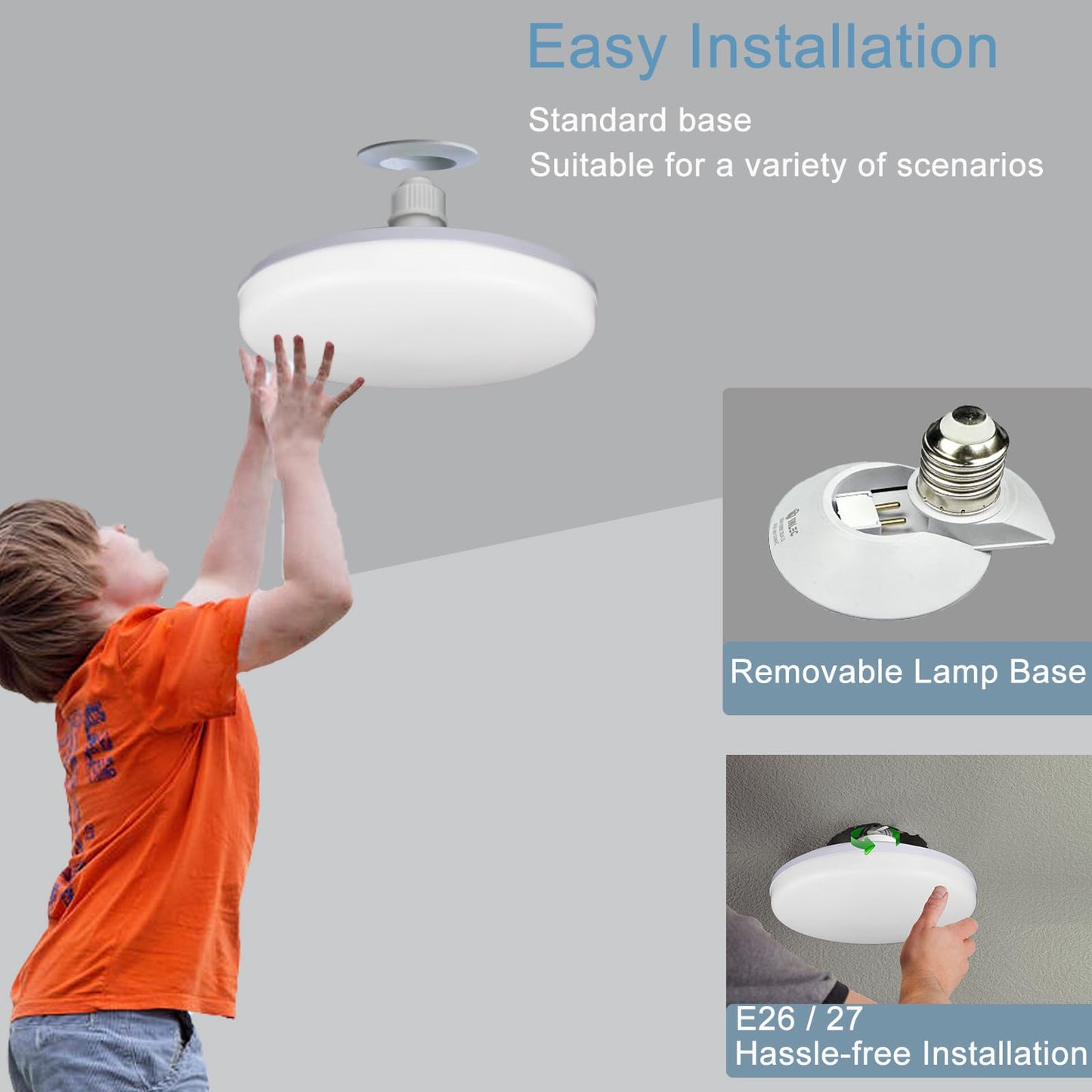 NCBCNB E27 UFO Garage Light Bulbs 260W Equivalent Efficient 40W 7Inch 3000LM, LED Light Bulbs, 6500K Daylight White Light E27/26 Standard Base, 50000
