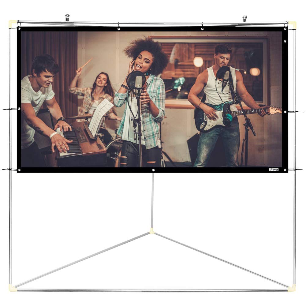 Pyle 84" Outdoor Portable Matt White Theater TV Projector Screen w/ Triangle Stand - 84 inch, 16:9, 1.15 Gain Full HD Projection for Movie / Cinema