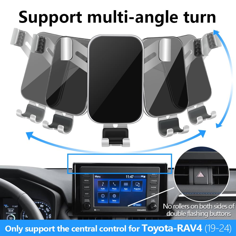 LUNQIN Car Phone Holder for 2019-2025 Toyota RAV4 LE XLE & 2019-2025 RAV4 Hybrid LE XLE SE Woodland XLE-Premium & 2021-25 RAV 4 Prime SE Auto