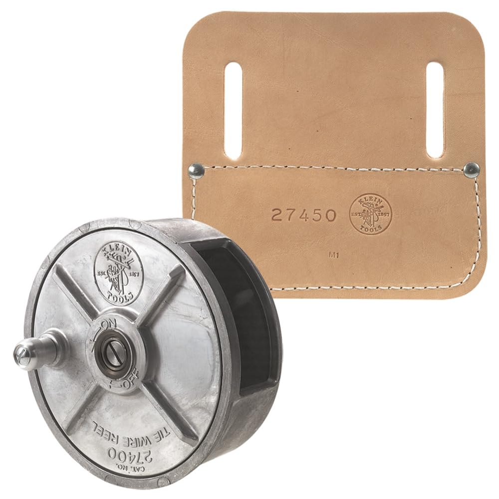 Klein Tools 80149 Tie-Wire Reel Set, Made in USA, with Wire Reel and Pad, Rewind Knob for Tangle-Free Storage, 2-Piece