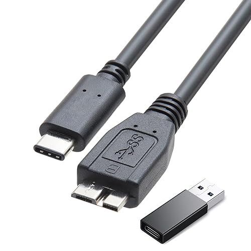 2IN1 External Hard Drive Cable 1.6FT,Super Speed Micro B 3.0 to USB C/A Cable, Compatible with WD,Toshiba,My Passport,Samsung,Seagate,MacBook Pro/Air