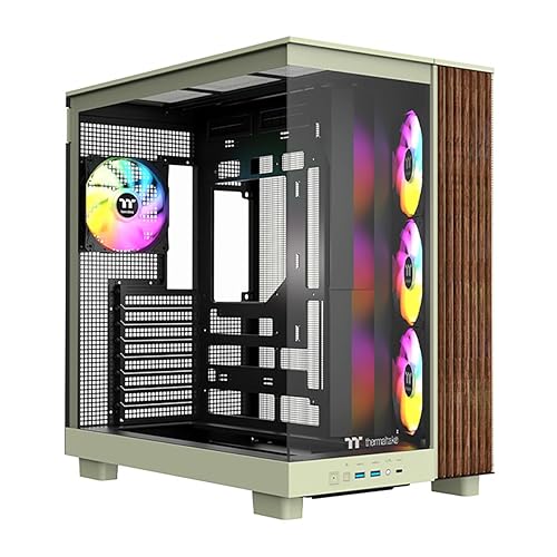 Thermaltake View 380 XL WS ARGB; Mid Tower Chassis; Side Wood Trim; 4x120mm ARGB Fans Included; 420mm GPU Clearance; ATX/mATX/mITX; Hidden Connector
