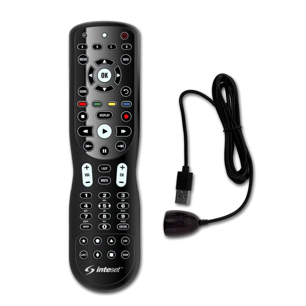 Inteset 4-in-1 Universal Backlit Remote & IReTV IR Receiver Combo. for Streamers That Have no IR Receiver Built in, Including F-TV, Nvidia Shield (2nd
