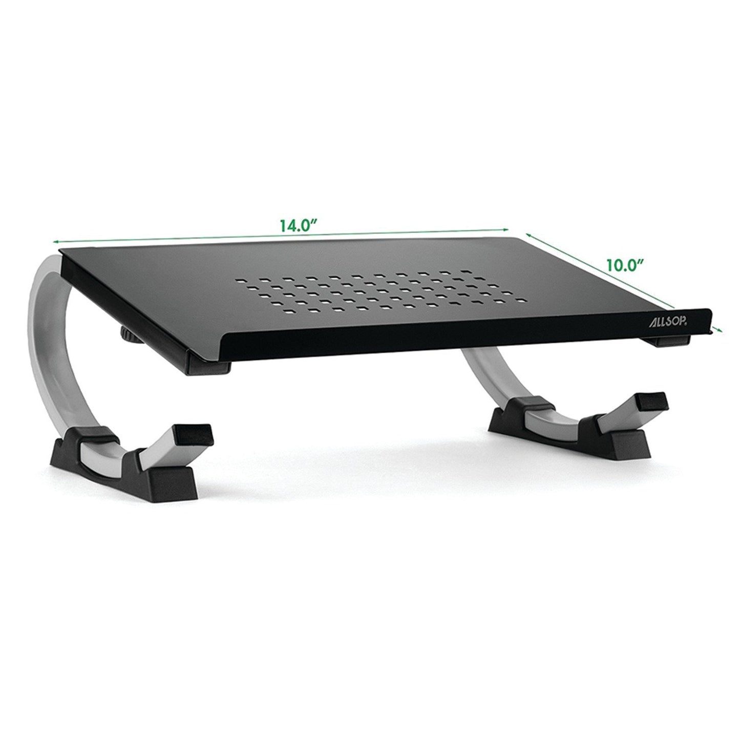 Allsop Redmond Adjustable Laptop Stand, Vented Curved Sturdy Metal Ergonomic Riser, Black (ASP30498)
