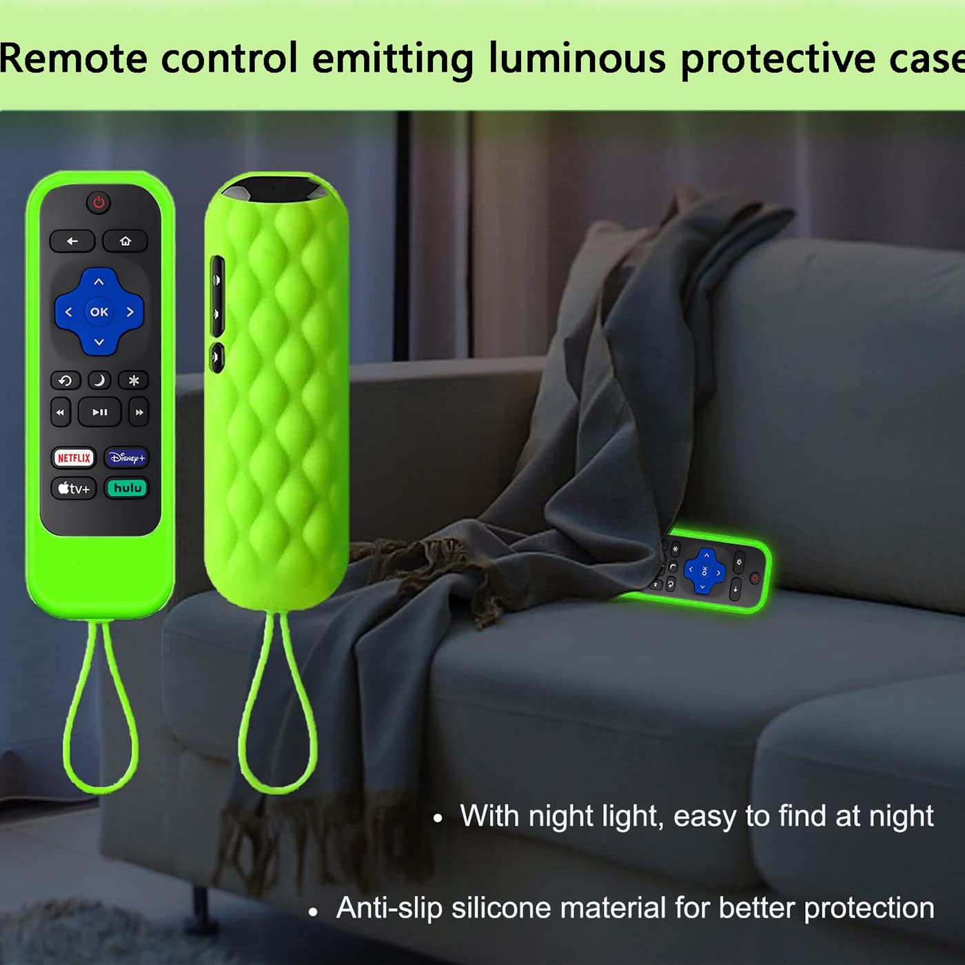 Roku TV Remote Replacement with Protective Case, Remote Control for TCL Hisense Onn Sharp Philips Element RCA Roku TVs, No Programming Needed