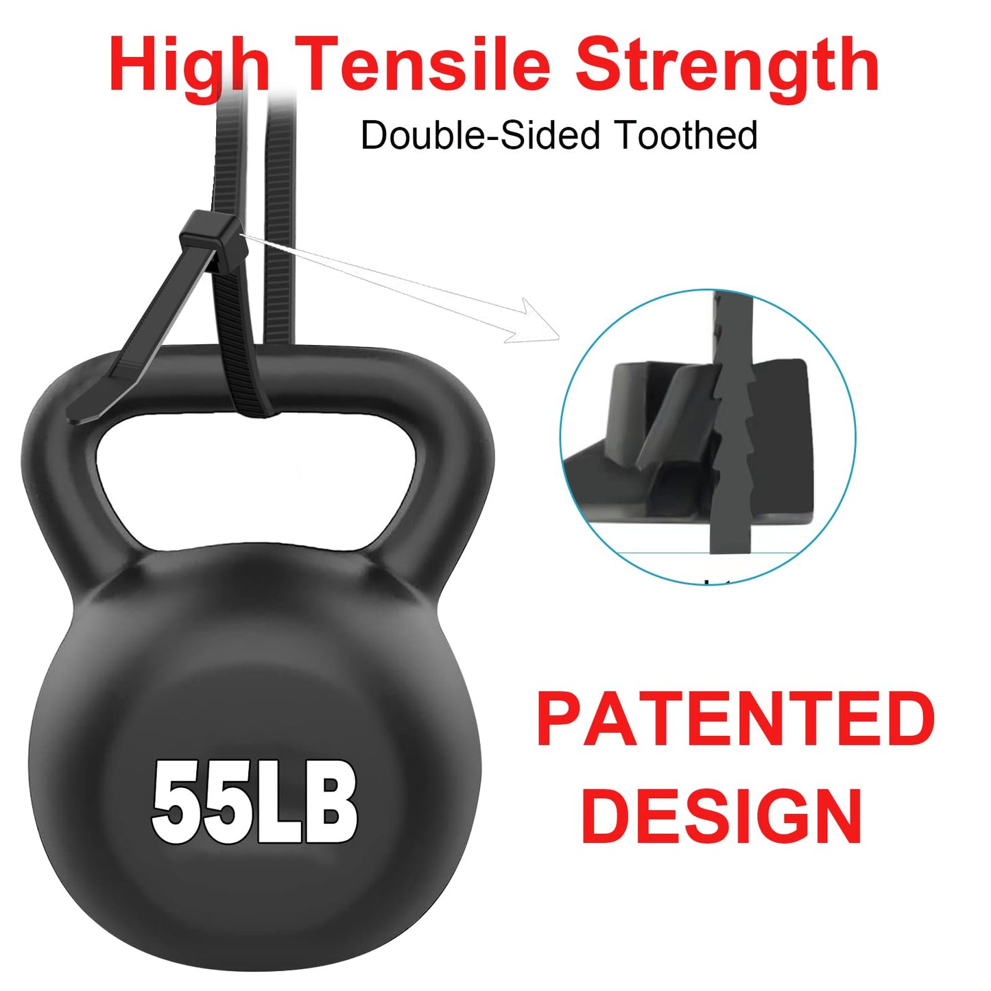 Zip Ties 12 Inch, Cable Ties With Double Sided Toothed 2024 Patented Design, 55LBS Tensile Strength Heavy Duty Wire Ties, Nylon PA66 UV Resistant
