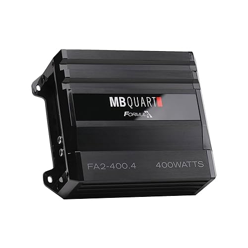 MB Quart Formula 400 Watt 1 Ohm Stable 4 Channel Full Range Class Q1 Car Audio Mobile Amplifier with Bass Remote, FA2-400.4, Black