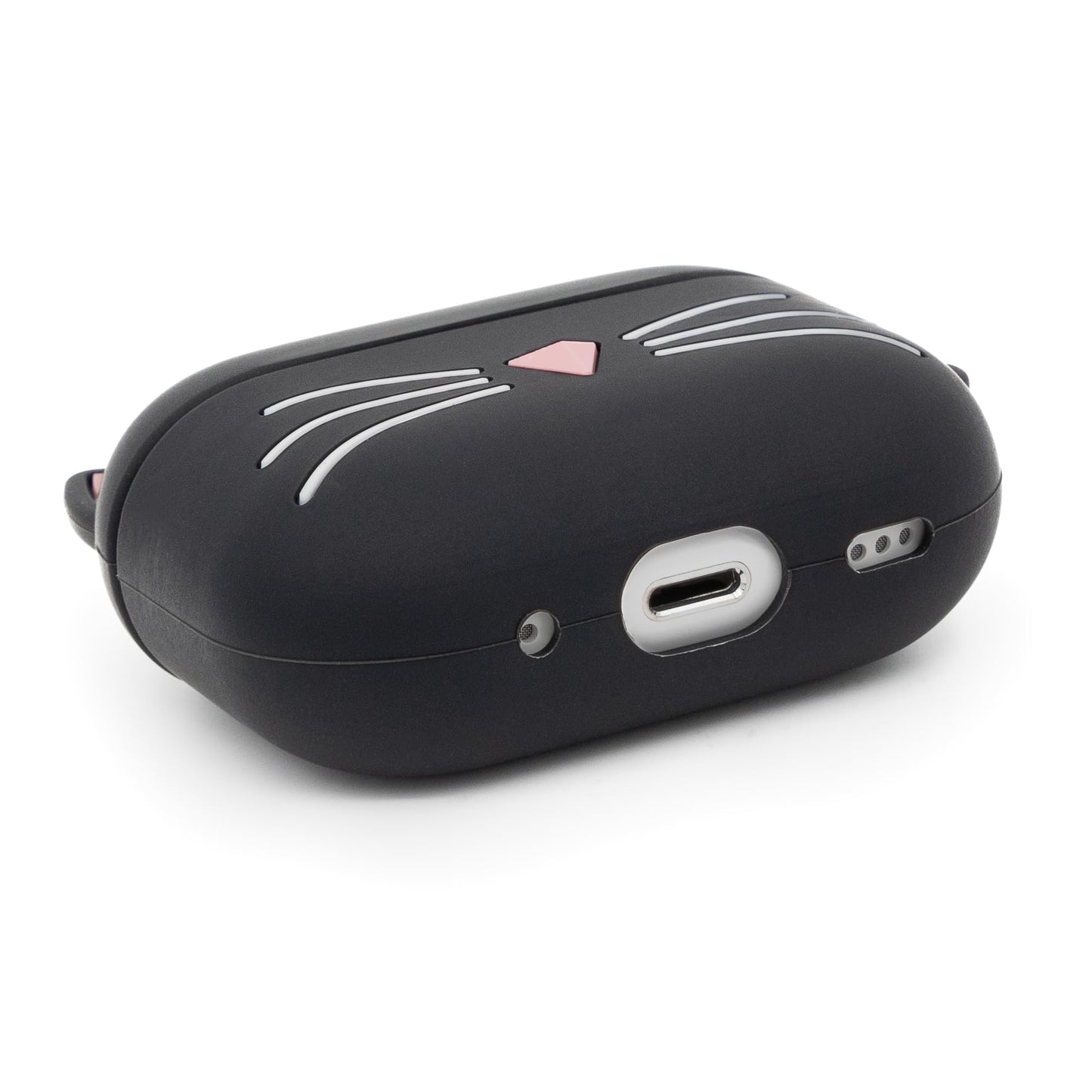 YONOCOSTA Cute Airpods Pro Case, Black Whisker Cat Kitty Airpods Pro 2 Case, Funny 3D Cartoon Animals Shockproof Soft Silicone Charging Cover