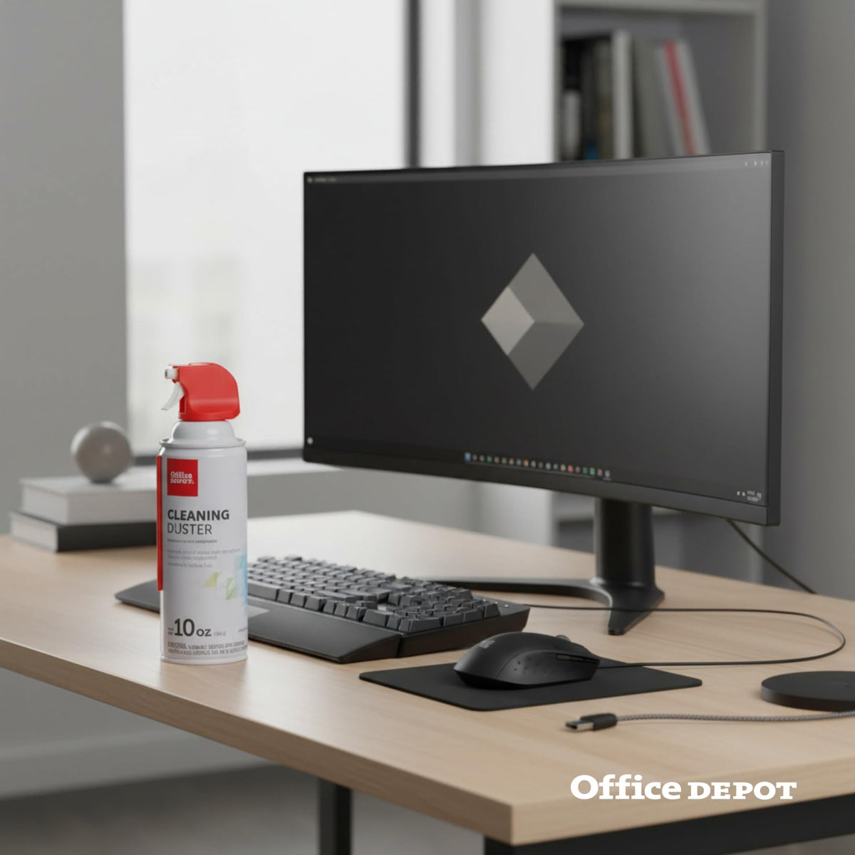 Office Depot Cleaning Duster, 10 Oz Compressed Canned Air for Electronics, Keyboard Cleaner for Computer, Laptop, PC, Printer, Office Equipment