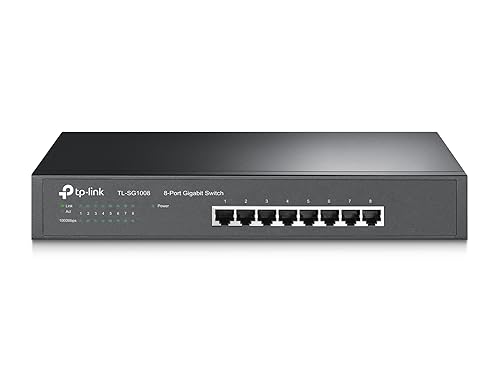 TP-Link 8-Port Gigabit Ethernet Unmanaged Switch | Plug and Play | Metal | Desktop/Rackmount | Limited Lifetime (TL-SG1008)