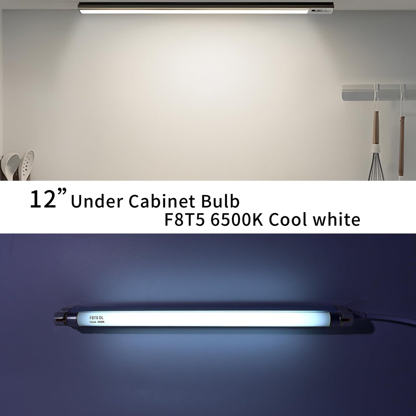 Accway (6 Pack) F8T5/DL 6500K 12’’ Linear Fluorescent Light Bulb, 8W Day Light T5 Tube, F8T5/D Bright White Lamp G5 Base Replacement for Under Cabinet