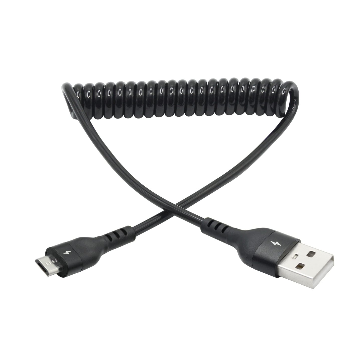 Maixbomr Micro USB Expansion Spring Cable 1 to 2FT, Spiral USB A Male to Micro USB Male Charging and Data Transfer Spring Cord, for Smart Cellphone