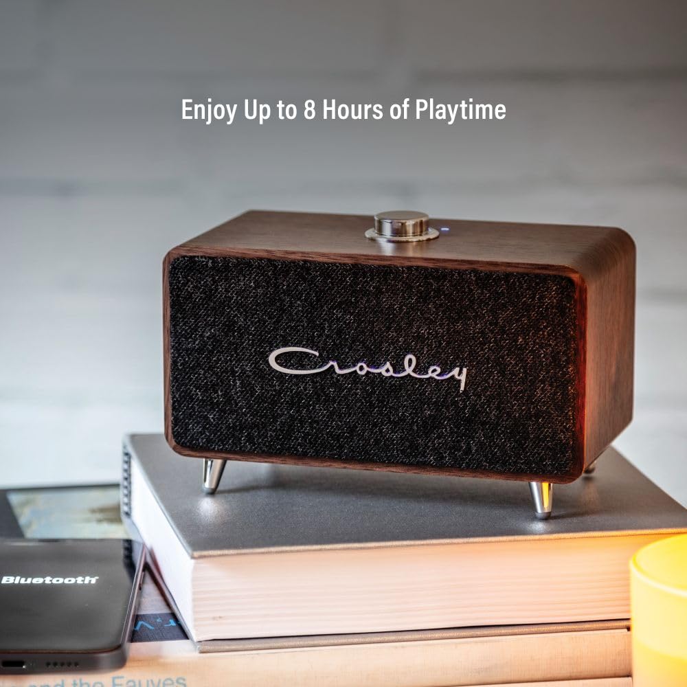 Crosley CR3049A-WA Stanza Portable Rechargeable Bluetooth Speaker, Walnut