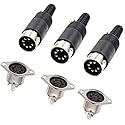 jing 7 Pin DIN Male Plug Female Adapter Socket Panel Mount Chassis Audio AV Solder 7 pin din Connector 3 Sets