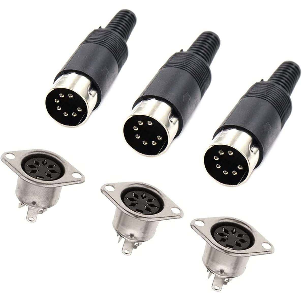jing 7 Pin DIN Male Plug Female Adapter Socket Panel Mount Chassis Audio AV Solder 7 pin din Connector 3 Sets