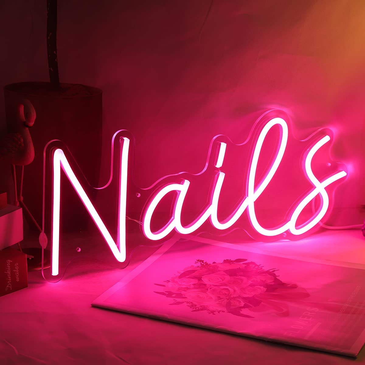 Planzo Nails LED Neon Light Sign Cool Girls Bedroom Desk Wall Decor Beauty Salon Studio Business Stores Logo Barber Shops Signs Boss Lady Birthday