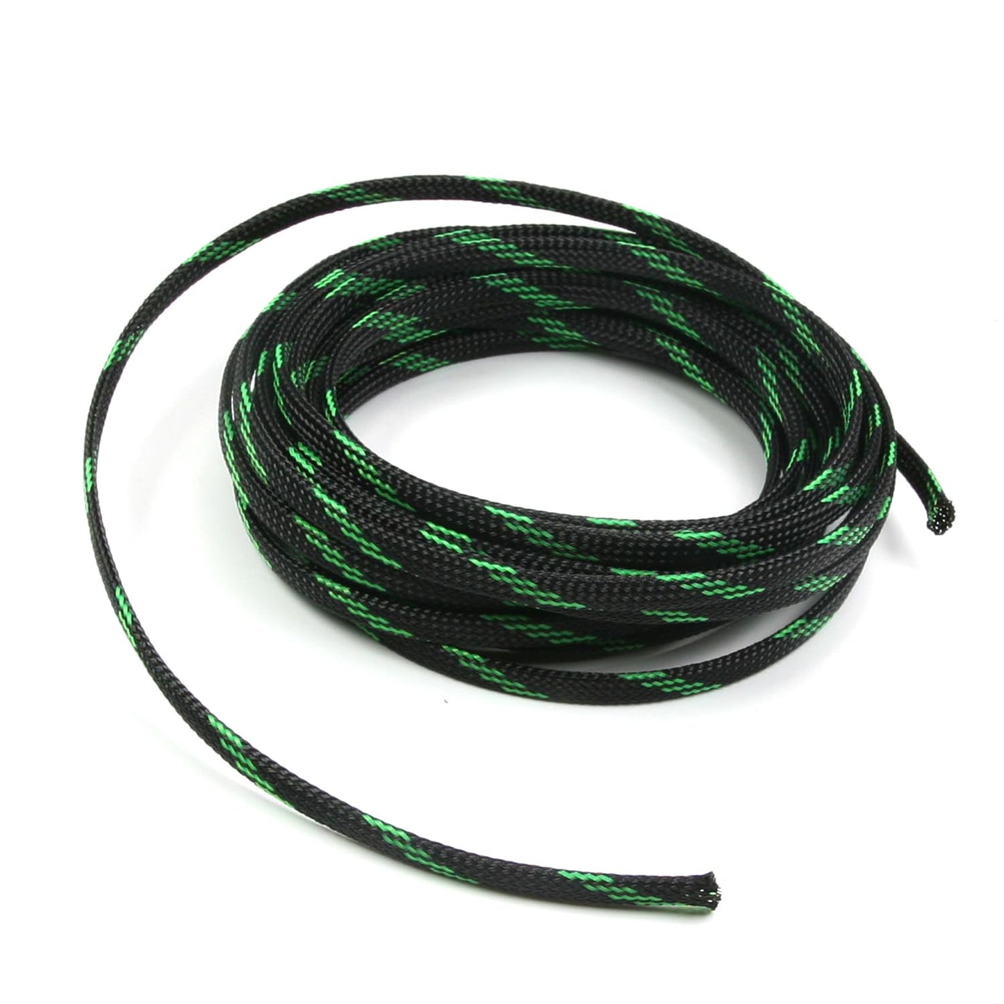 Othmro 5m/16.4ft PET Expandable Braid Cable Sleeving Flexible Wire Mesh Sleeve Black Fluorescent Green,Cord Management for Home Office