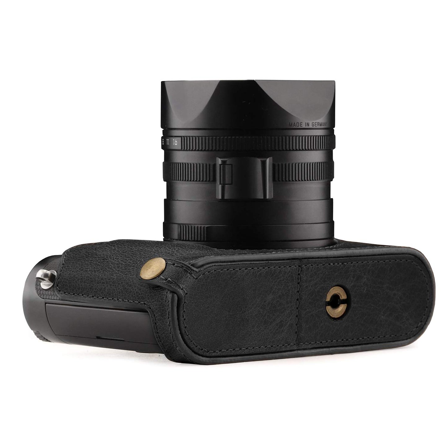 Megagear MG1400 Leica Q-P, Q (Typ 116) Ever Ready Genuine Leather Camera Half Case and Strap, with Battery Access, Black