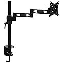 2xhome - New 3 Way Three-sectioned Ergonomic Fully Height Adjustable Easy Articulating Flex Extension Arm Tilting Retractable Black Desk Pole Mount