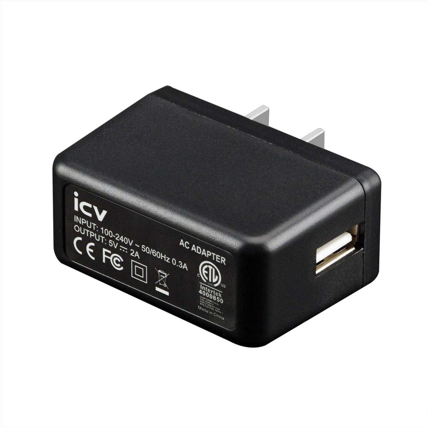 icv USB Wall Charger - 5V 2A AC Power Adapter with US Plug for Phone, Tablet and Other Related USB Powered Devices Small and Lightweight - Designed
