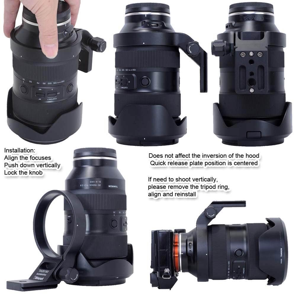 Metal Tripod Mount Ring Lens Collar Compatible with Tamron 35-150mm f/2-2.8 Di III VXD A058 E Mount, Lens Support Holder Bracket Bottom is Arca-Swiss