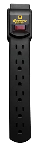Koblenz Surge Suppressor, Surge Protector for Electronics with 6 Outlets and 3' AC Power Cord, 15 Amp Power Switch, 150 Joules Protection, Black