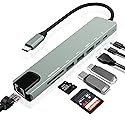 Vrebrey 8-in-1 USB-C Hub, Multi-Port Adapter for Laptops, 4K@60Hz HDMI, 85W Power Delivery, 3X USB-A 3.0 & USB-C Data Ports, SD/TF Card Reader