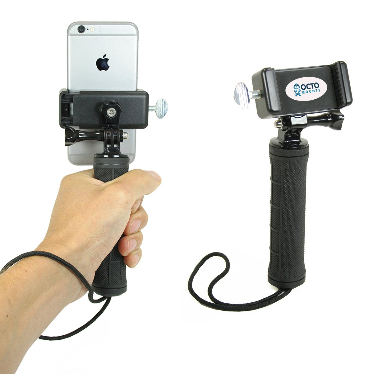 OCTO MOUNT Dual Device Hand-Held Stabilizer for Cell Phone or GoPro Camera. Compatible with iPhones, Samsung Galaxy, HTC, etc.