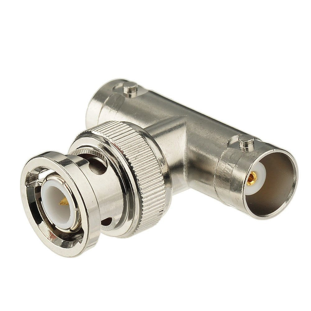 Eightwood BNC Tee Adapter 2-Pack, BNC Male to Dual Female Connector 3 Way Video Splitter for CCTV Security Cameras