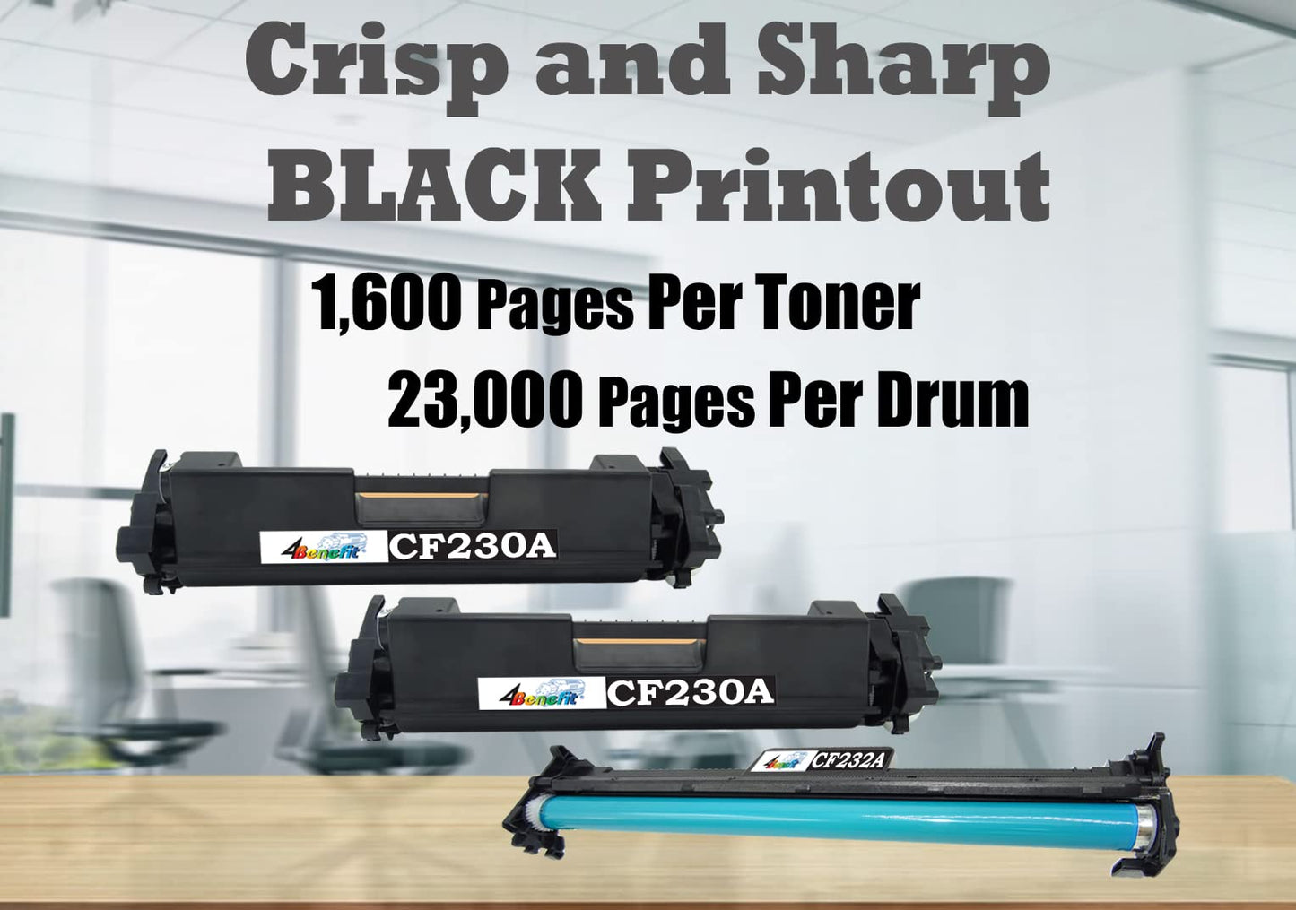3-Pack 4Benefit Toner/Drum Compatible HP 30A CF230A Toner Cartridge and CF232A Drum Unit Bundle Replacement for HP Pro M203dw M203d M203dn M203 MFP