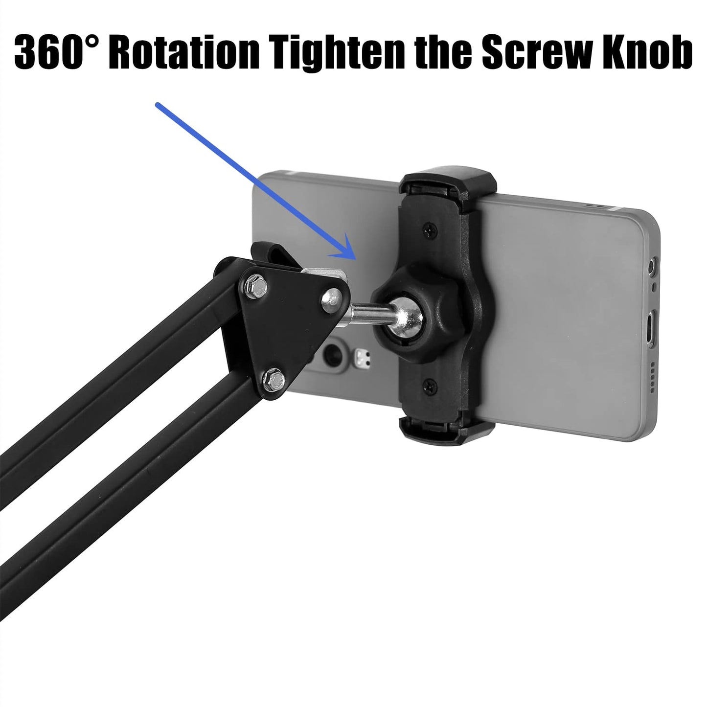 WANBY Overhead Phone Stand Articulating Arm Table Stand Mount Flexible 360° Rotation Cell Phone Clip Holder for All Smart Phone Microphone