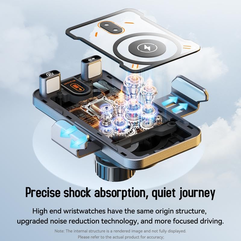 Car Phone Holder with Electric Induction Opening and Closing, Electric Horizontal and Vertical Screen Rotation Adjustment, 15W Wireless Charging