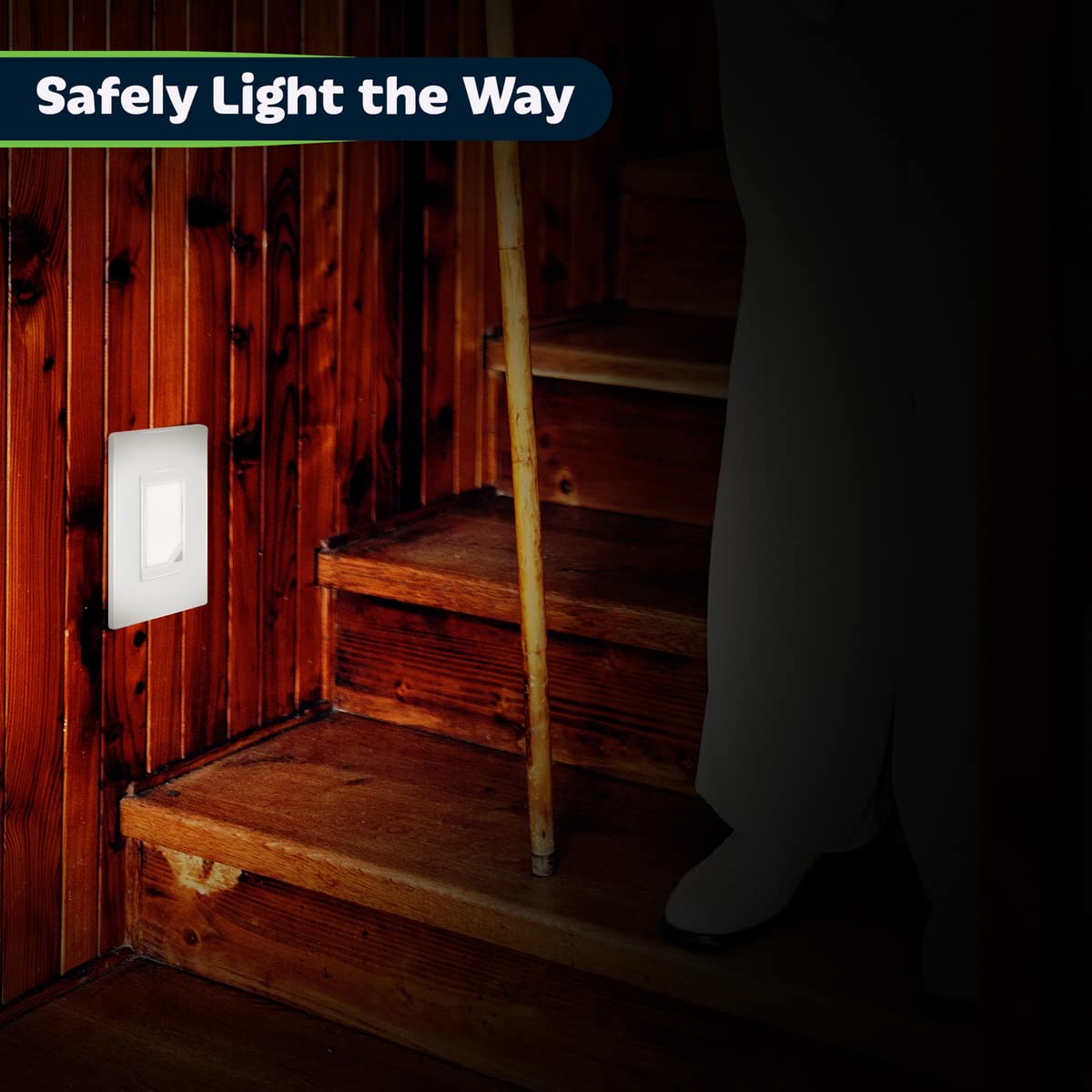 TOPGREENER Full Face LED Decorator Night Light with Auto Sensor, White.