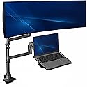 VIVO Pneumatic Arm Ultrawide Monitor Extra Tall Desk Mount for Up to 49 inch Screens and Laptop Tray for Up to 17 inch Notebooks, Holds Ultra-Wides Up