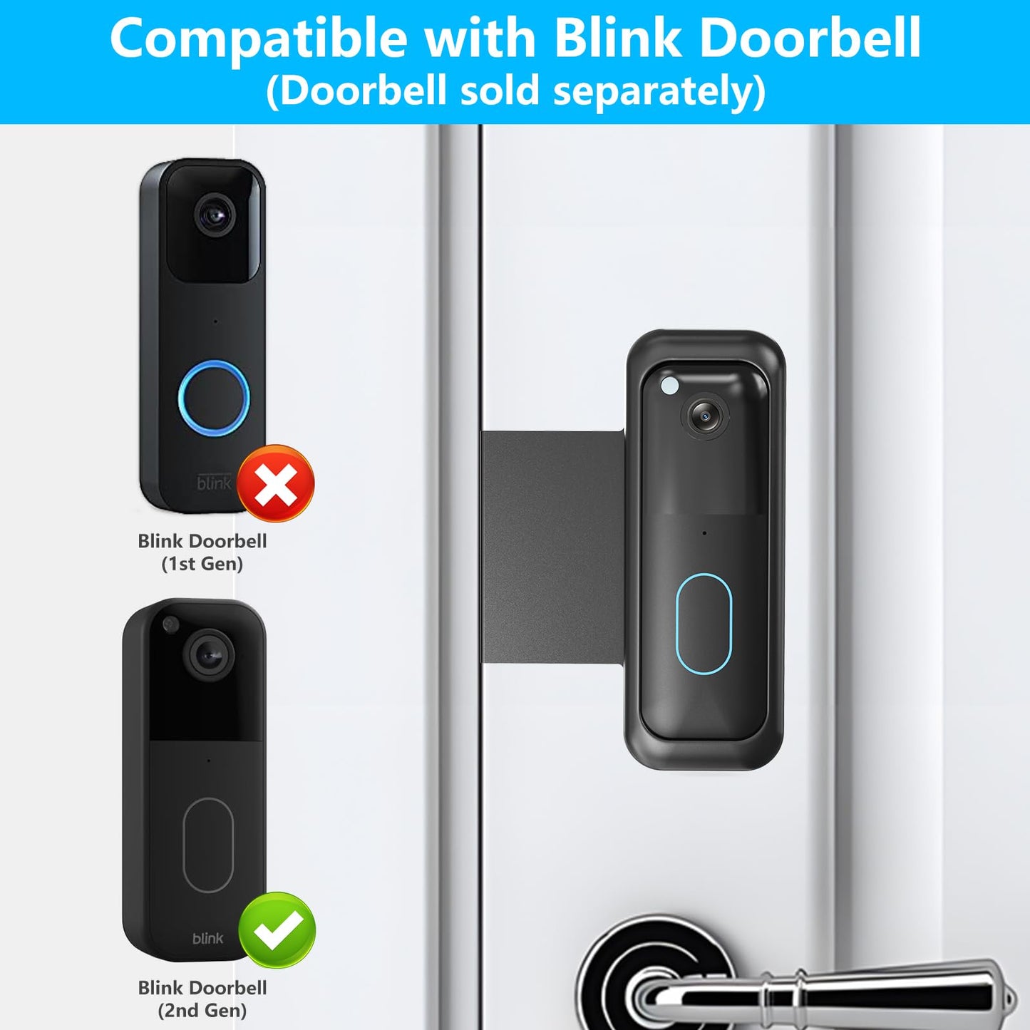 Blink Doorbell Mount, No-Drilling Anti-Theft Doorbell Mount Bracket for Blink Doorbell Camera(2nd Gen), Accessories for Apartments, Businesses, Not