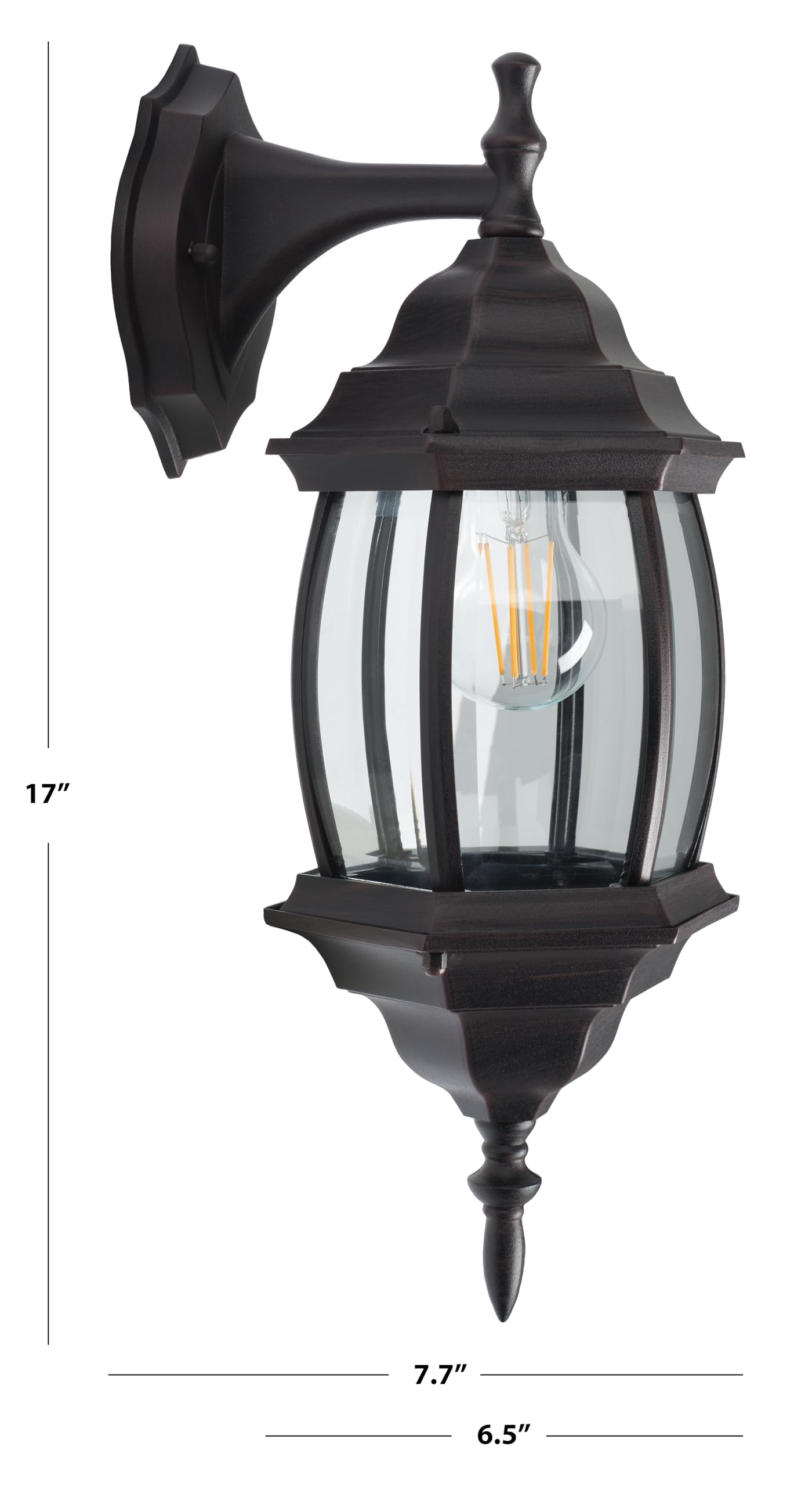 SAFAVIEH Lighting Collection Grazia Oil-Rubbed Bronze Outdoor Sconce Set of 2 Light Fixture (LED Bulbs Included)