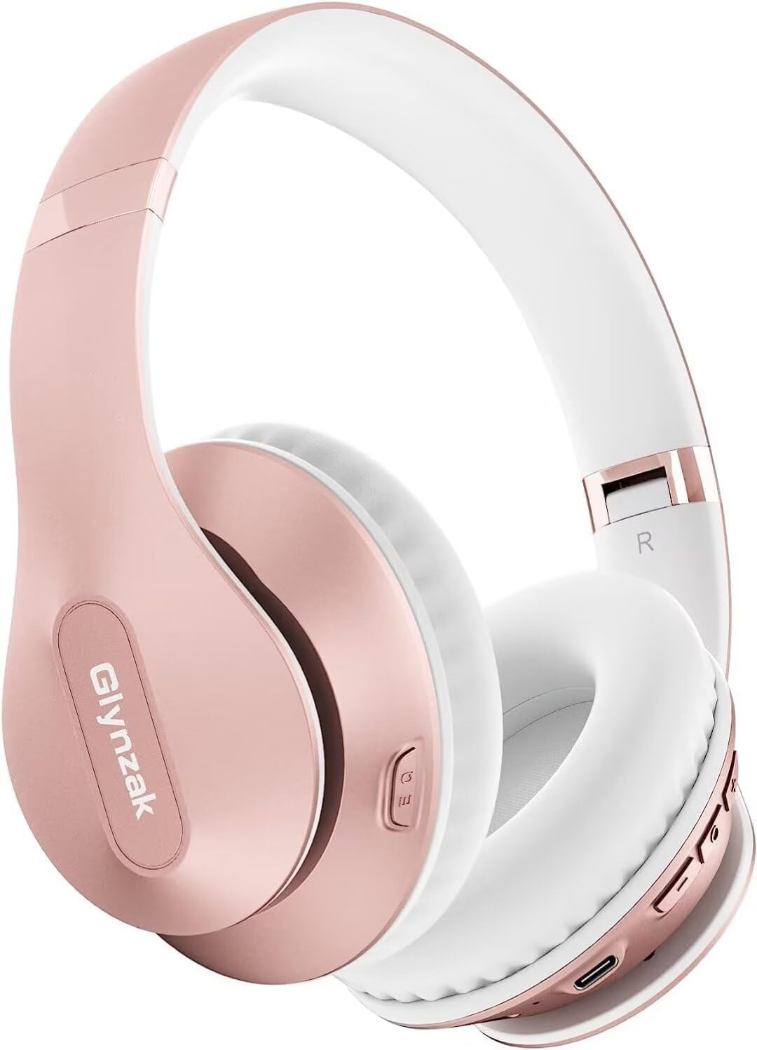 Glynzak Wireless Bluetooth Headphones Over Ear 65H Playtime HiFi Stereo Headset with Microphone and 6EQ Modes Foldable Bluetooth V5.3 Headphones…