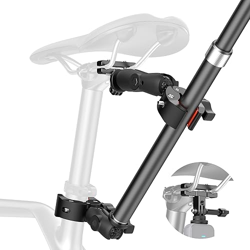 Upgraded Aluminum Bike Tail Mount Kit for Insta360 X5, Third-Person Shots Bike Seat Tail Mounts Dual Clamp Handlebar Mount with Selfie Stick
