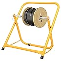 Single Axle Cable Caddy, Portable Wire/Spool Dispenser for Reels up to 20" Diameter & 100 lb Capacity, for Electrical & Industrial Use, Yellow
