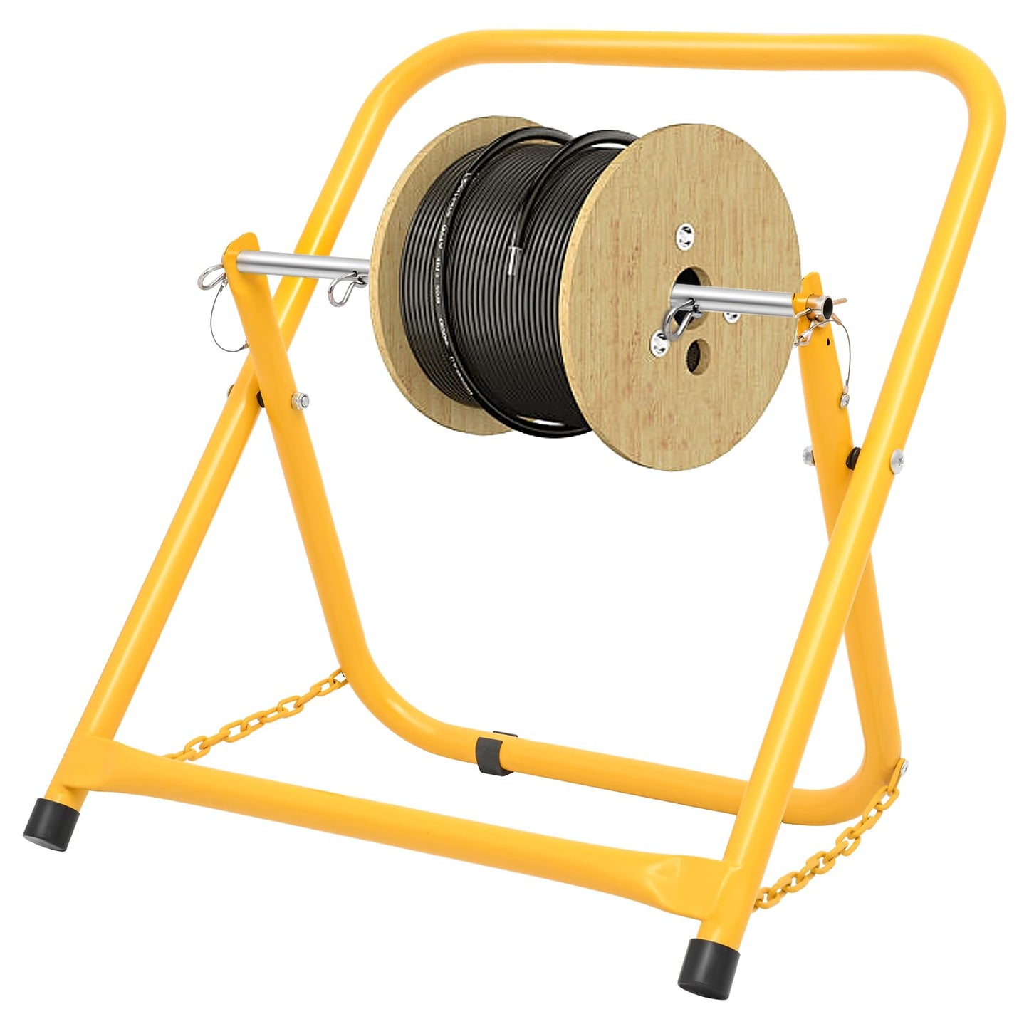 Single Axle Cable Caddy, Portable Wire/Spool Dispenser for Reels up to 20" Diameter & 100 lb Capacity, for Electrical & Industrial Use, Yellow