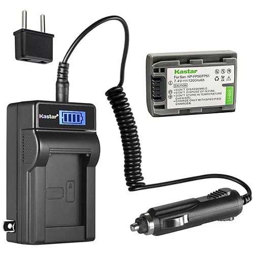 Kastar 1-Pack NP-FP50 / FP51 Battery and LCD AC Charger Compatible with Sony DCR-SR30, DCR-SR40, DCR-SR50, DCR-SR60, DCR-SR70, DCR-SR80, DCR-SR90