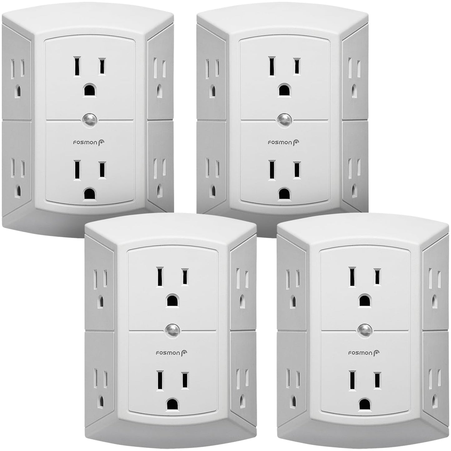 Fosmon 6-Outlet Wall Plug, Six Plug Outlet Adapter, Multiple 6 Way Wall Plug Extender for Travel, Cruise, Dorm, Home and Office, 15A 125V 1875W, 3