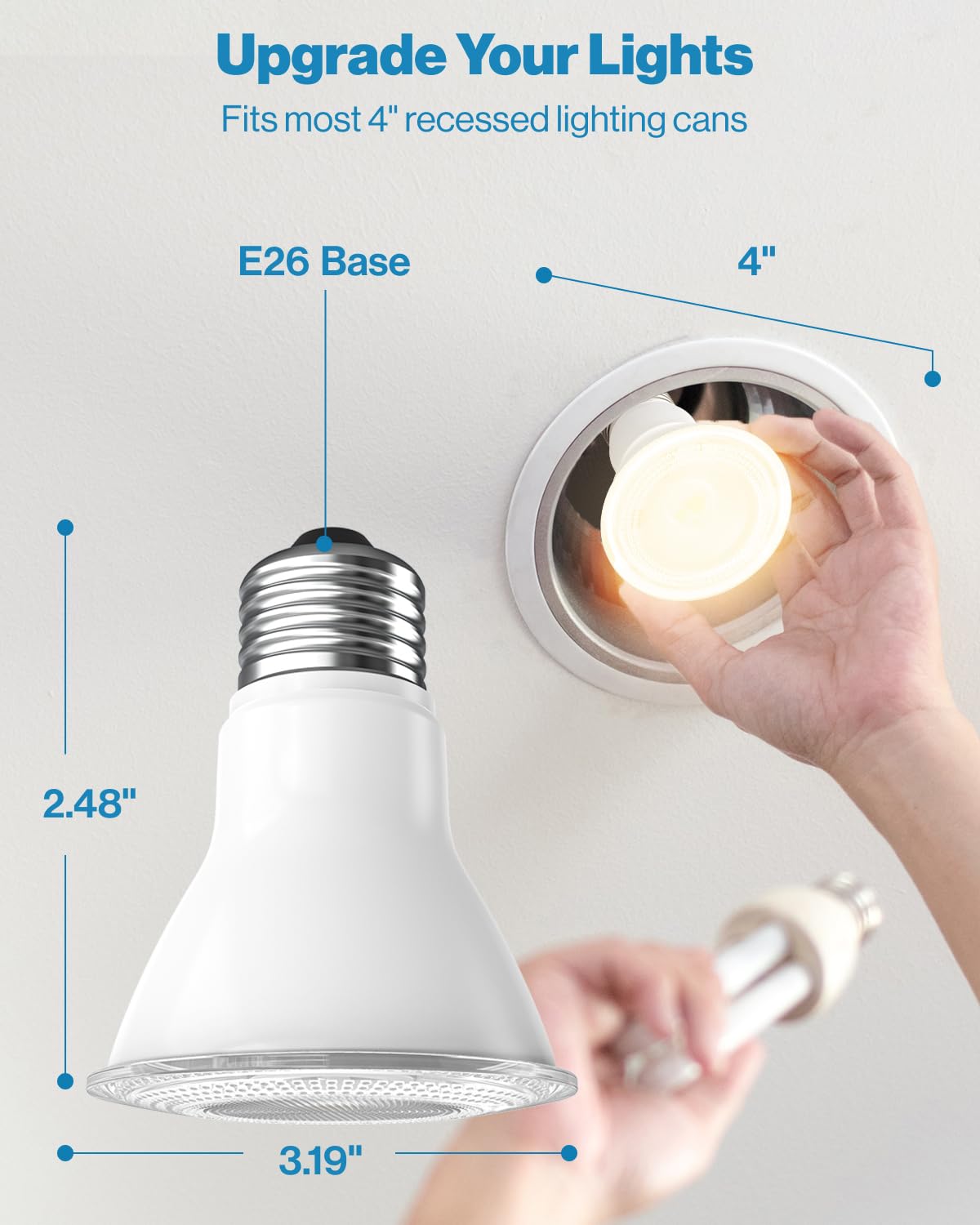 Sunco 10 Pack PAR20 LED Bulb, Bright Flood Light, 8W=50W, Dimmable, E26