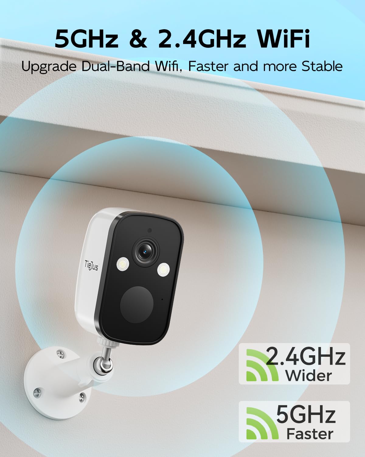 TIEJUS 2K 5G Solar Security Cameras Wireless Outdoor 2-Pack, Wireless Cameras for Home with Full Color Night Vision, PIR Motion Detection, 5G&2.4GHz