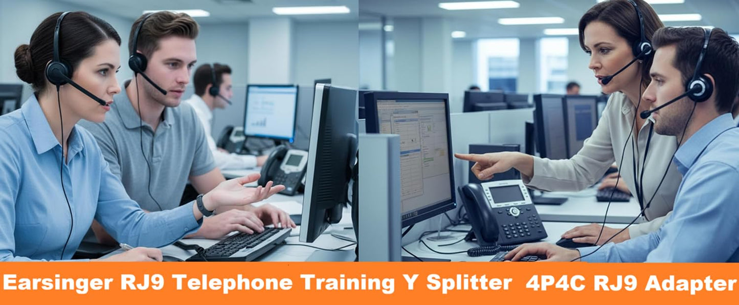 RJ9 Telephone Training Y Splitter Compatible for Headset or Handset for Norstar, Nortel Meridican, Avaya, Ashtra, Cisco,Mitel, Polycom, Plantronics