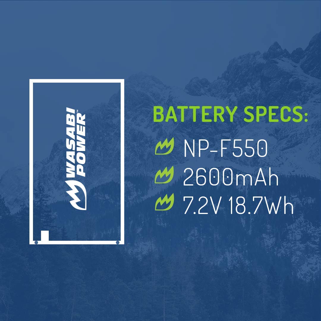 Wasabi Power Battery for Sony NP-F330, NP-F530, NP-F550, NP-F570 (2600mAh, L Series) & CN-160, CN-216, CN-126 Series, Atomos Ninja V, Shinobi, Shogun