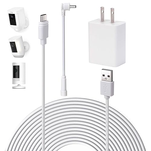 26ft Power Cord and Adapter for Ring Spotlight Cam Pro/Plus(Battery),Stick Up Cam(Battery),Weatherproof Ring Cable for Continuous Camera Power